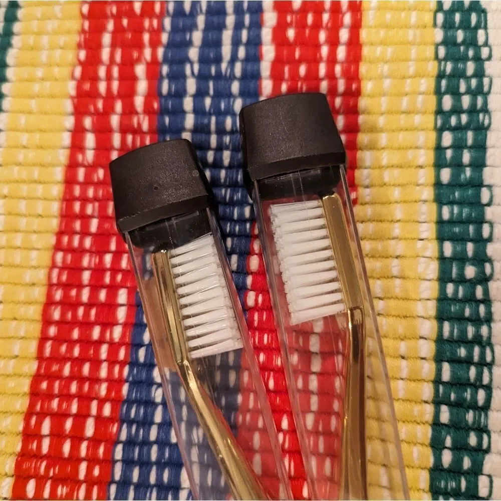 70s 80s Vintage Marshall Fields  gold tone toothbrush‎ set NIP Rare